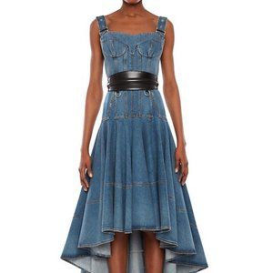 New Alexander McQueen Corset Denim Midi Dress - Size EU 40 / US 4 - 6